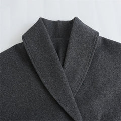 Women Dark Gray Blended Loose Short Coat
