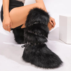 Women Winter Boots | Faux Fur Snow Boots | Warm Long Boots | Plush Over Knee | High Boots | Y2K | Furry Shoes