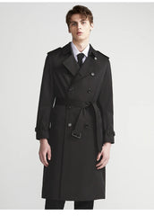 Men Long Trench Coat with Belt | Double Breasted | Elegant | Luxury British Style | Overcoat | Long Coat