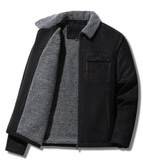 Men Suede Warm Fleece Jacket | Thick Casual Windbreaker | Parka Zipper Cargo