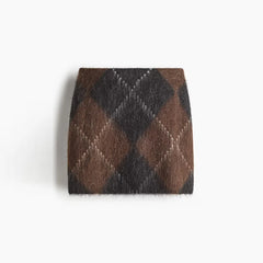 Women Printed Turtleneck Sweater | Set | Long Sleeve | Loose | Thick Knit Pullover | Mini Skirt | Fluffy