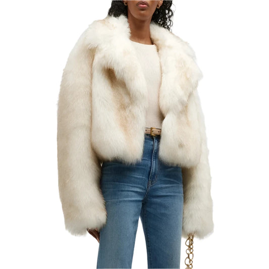Women Cropped Fluffy Fur Jacket | Fur Coat