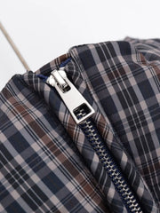 Women Plaid Puffer Jacket | Stand-Collar | Padded | Warm | Check | Parkas Jacket