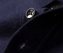 Men Pure Wool Sweater | Polo Knitted Pullover | Warm