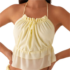 Women Summer Coquette Cropped Cami Top | Backless Spaghetti Straps Tank Top