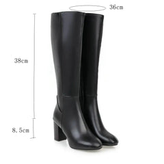 Women Long Boots | Leather Boots | Knee High | Block Heels
