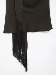 Women Satin Pleated Top | Sleeveless | Summer | V Neck | Halter Neck