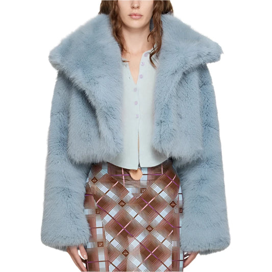 Women Fluffy Cropped Fur Coat | Winter Street Style Fur Jacket