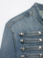 Women Napoleon Coat | Full Sleeves | Spring Jacket | Military Blazer | Denim Jacket