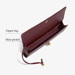 Women Luxury Design Top-Handle Leather Bag | Long Purse | Crocodile Pattern Bag