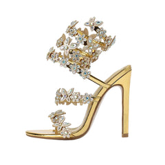 Women Bling Luxury Crystal Butterfly Flower Heels | Gladiator Sandals | Summer High Heels | Wedding Shoes | Sandalias