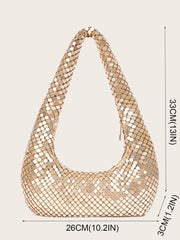Women Aluminum Sequin Armpit Bag | Party Handbag | Sparkling Shoulder Bag