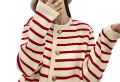 White Black Striped Knitted Sweater