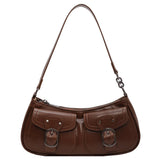 Women Vintage Double Pockets Shoulder Bag