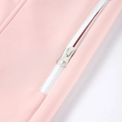 Women Pink Ski Wear Jumpsuit | Long Sleeve | Hoodie | Wide Leg Jumpsuit | Winter | Thick | Warm