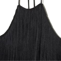 Women Long Tassel Top | Halter Neck | Sleeveless | Backless
