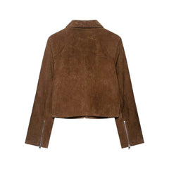 Women Short Suede Jacket | Long Sleeve | Fall | Casual Vintage Jacket
