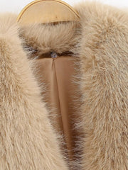 Women Suede Fur Collar Coat | Long Sleeve | V-Neck | Warm | Slim Fit Jacket | Winter | Party | Streetwear