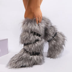 Women Winter Boots | Faux Fur Snow Boots | Warm Long Boots | Plush Over Knee | High Boots | Y2K | Furry Shoes