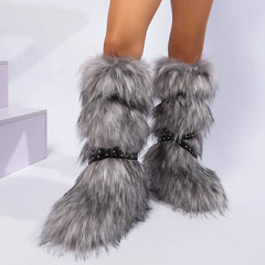 Women Winter Boots | Faux Fur Snow Boots | Warm Long Boots | Plush Over Knee | High Boots | Y2K | Furry Shoes