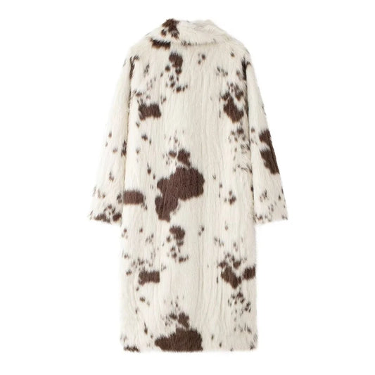 Women Winter Animal Print Fur Coat | Thick Warm Long Coat
