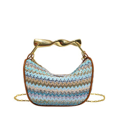 Women Woven Handbag | Rattan Half-Moon | Straw Shoulder Bag | Bucket Bag | Crossbody Bag