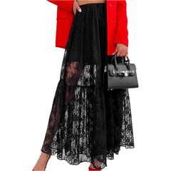 Women See-Through Lace A-Line Skirt | Casual Summer Long Skirt | Beach Skirt | Vacation