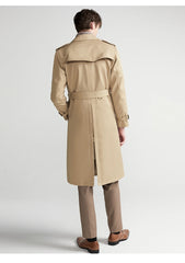 Men Long Trench Coat with Belt | Double Breasted | Elegant | Luxury British Style | Overcoat | Long Coat