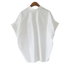 Women Loose Plain Summer Blouse | Short Batwing Sleeve See-Through Shirt