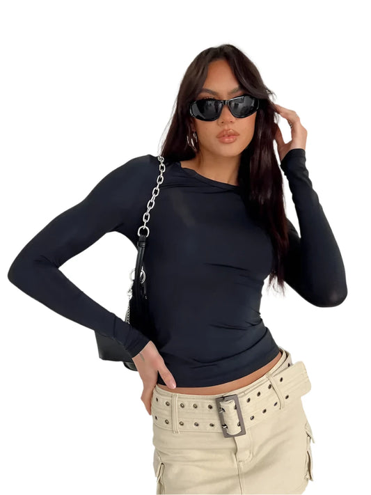 Women Casual Long Sleeve T-Shirt | Solid Slim Fit Pullover Top