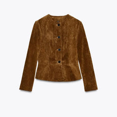Women Suede Short Jacket | Long Sleeve | Autumn Jacket
