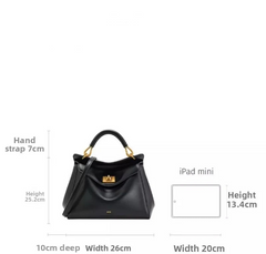 Women Leather Pillow Bag | Lock Clasp Handbag | Small Handbag | Shoulder Bag | Crossbody Bag