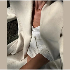 Women Shawl Collar Woolen Coat With Belt | Loose Long Sleeve | Overcoat | Winter Coat
