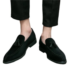 Men Suede Leather Loafers | Vintage Tassel Slip-On