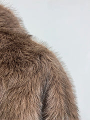 Women Cropped Patchwork Feathers Coat |  V-Neck Long Sleeve Open Stitch Short Fur Coat