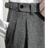 Men’s Vintage High Waisted Tweed Pants | Woolen Trousers