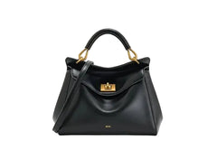 Women Leather Pillow Bag | Lock Clasp Handbag | Small Handbag | Shoulder Bag | Crossbody Bag