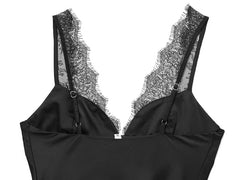 Women Satin Lace Top | Lace Corset Top | Black Backless Top | Camisole | Sleeveless Top | Party