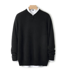 Men Pure Merino Wool Sweater | Long Sleeves | Stand-Up Collar | Pullover | Warm | Mock Neck Sweater