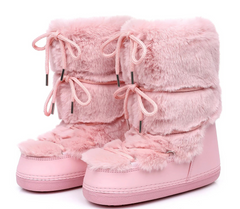 Women Winter Snow Boots | Mid-Calf | Lace-Up | Fur Ski Boots | Platform | Waterproof