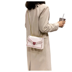 Women Heart Envelope Shoulder Bag | Texture  Handbag | Crossbody Chain Bag