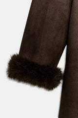 Women Winter Long Coat | Fur Collar | Belted | Mid-Length