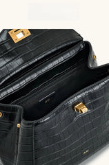 Women Leather Pillow Bag | Lock Clasp Handbag | Small Handbag | Shoulder Bag | Crossbody Bag