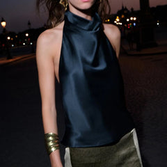 Women Satin High Neck Tank Top | Silk Halter Neck Top | Camisole | Y2K | Summer