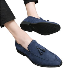 Men Suede Leather Loafers | Vintage Tassel Slip-On