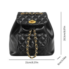 Women Leather Small Quilted Backpack | Drawstring Bag