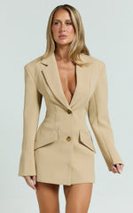 Women Blazer Dress | Plain Long Sleeve | Lapel Skinny Fit | Office Blazer Dress
