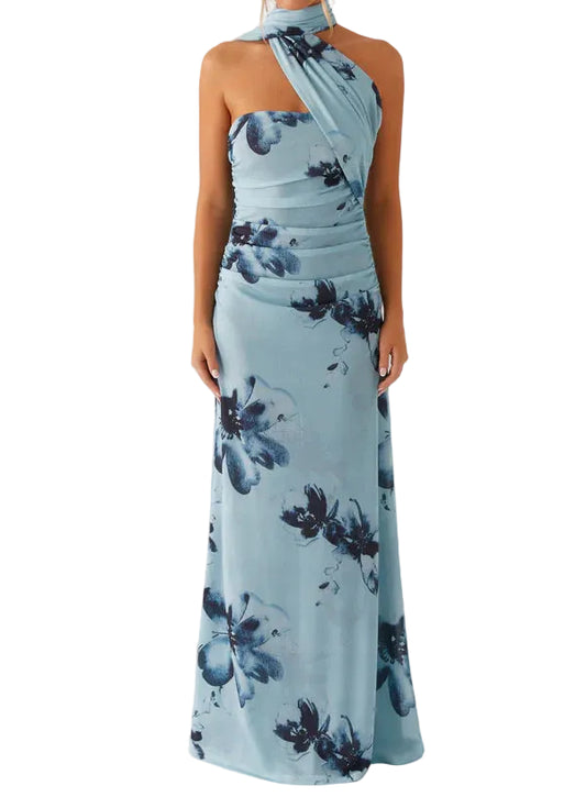 Women Floral Print Long Dress | Tube Dress | Summer | Strapless Dress With Scarf