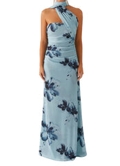 Women Floral Print Long Dress | Tube Dress | Summer | Strapless Dress With Scarf