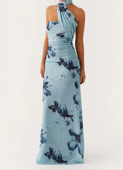 Women Floral Print Long Dress | Tube Dress | Summer | Strapless Dress With Scarf